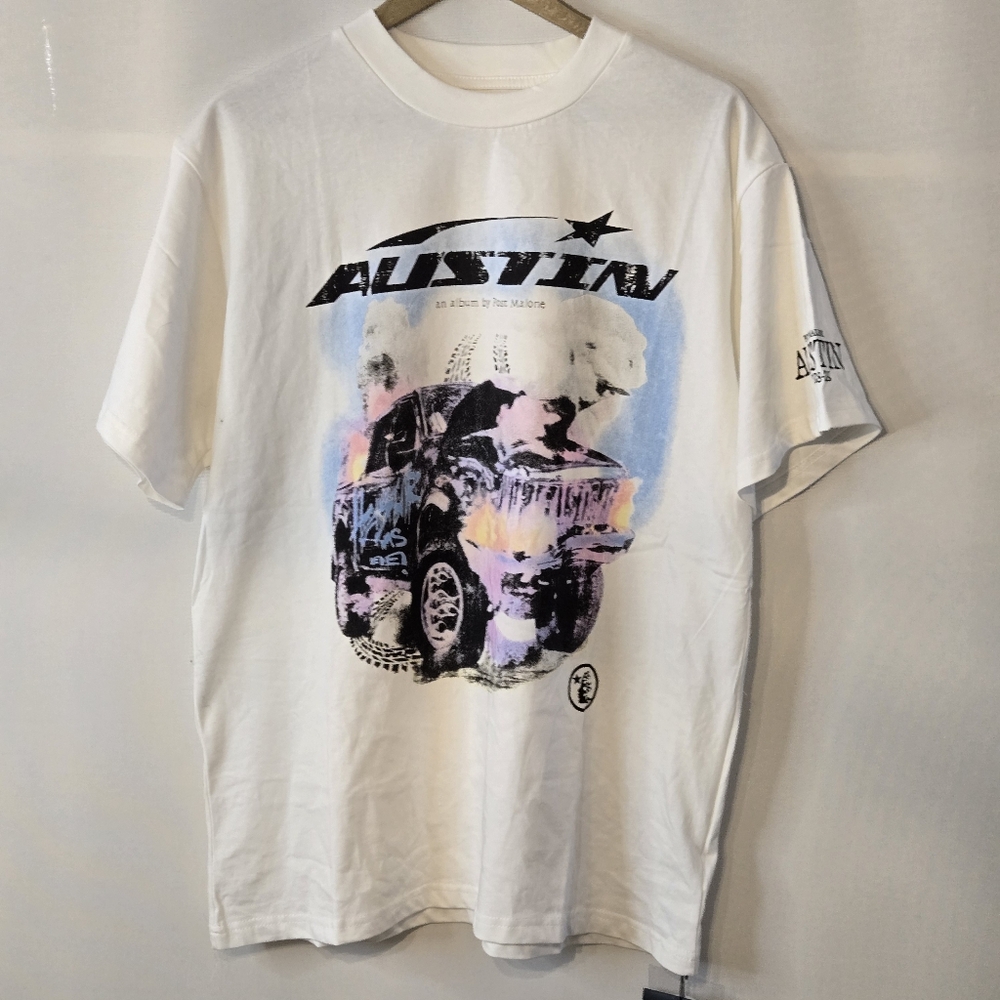 Hellstar Post Malone NWT  "Austin 2023" Size XL Concert Graphic White T-Shirt